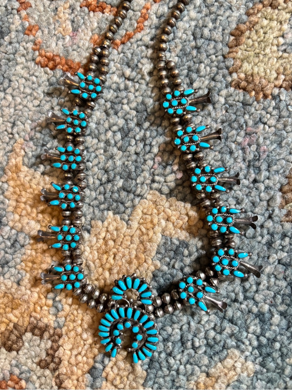 Vintage/Estate Ralph Turquoise Statement Squash Blossom Necklace - Women Jewelry - Picture 3 of 6